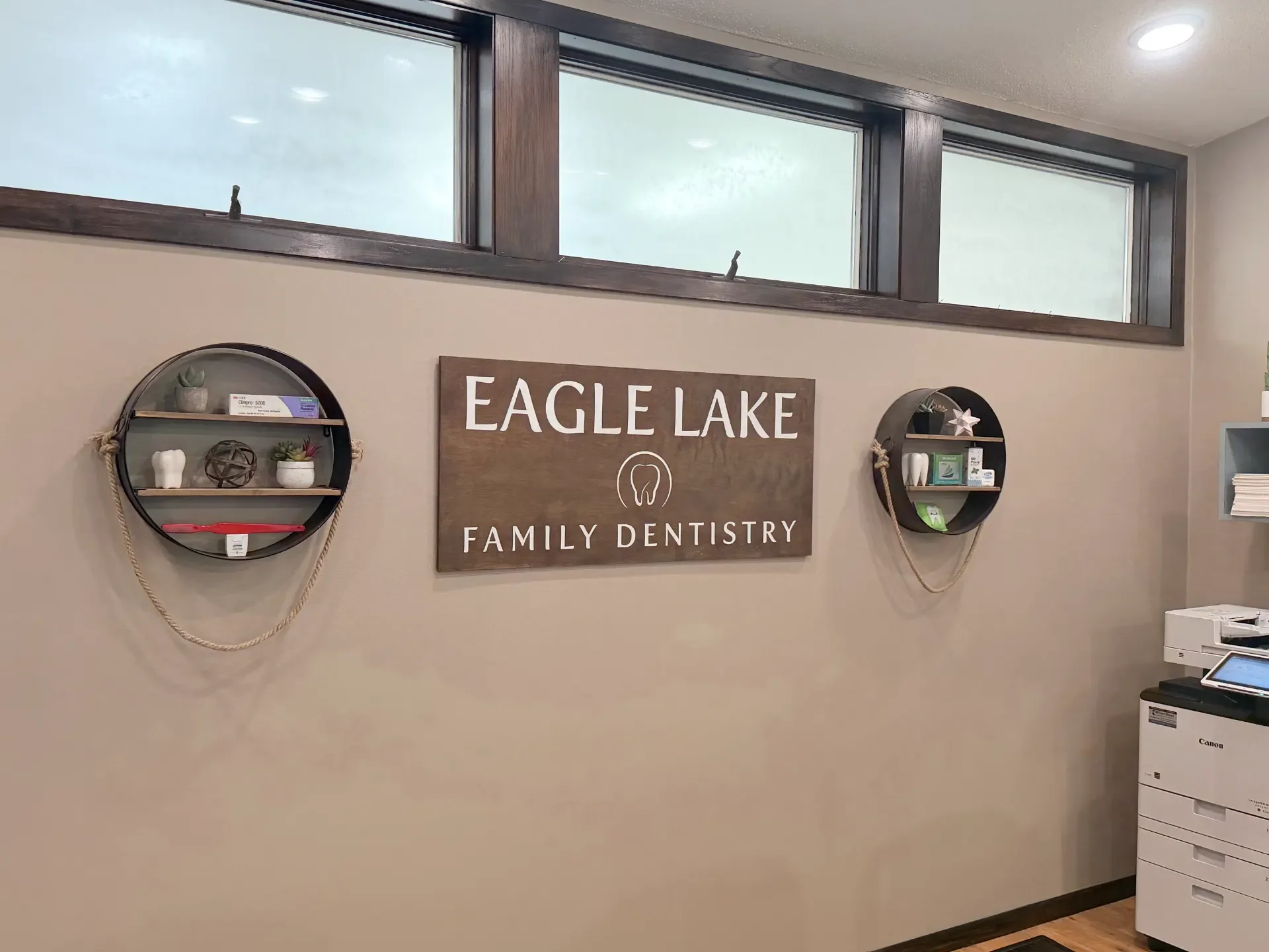 Eagle Lake Family Dental sign inside the office